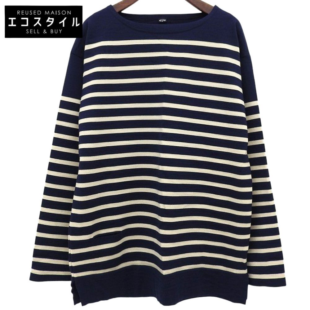 45R フォーティファイブ アール USモーニットソーの908バスクTシャツ トップス レディース ブルー×ベージュ 50980173 ―