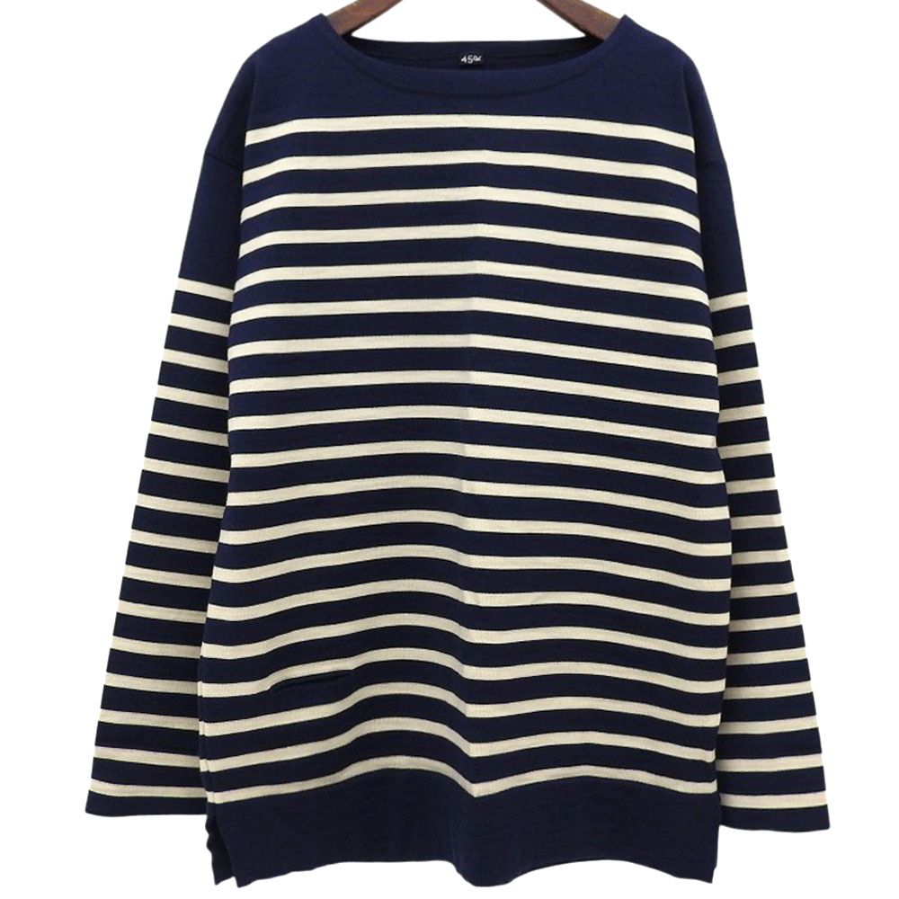 45 R フォーティファイブ アール USモーニットソーの908バスクTシャツ トップス レディース ブルー×ベージュ ―