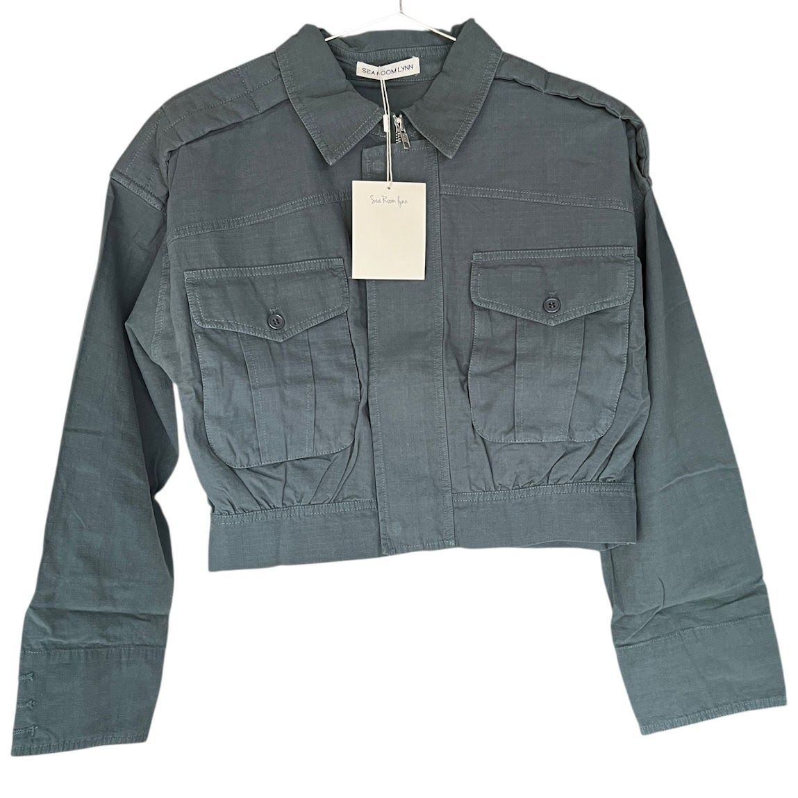 C403 【タグ付き 未使用】 Sea Room lynn シールームリン リップストップ ショートジャケット ジャケット アウター モスグリーン レディース FREE