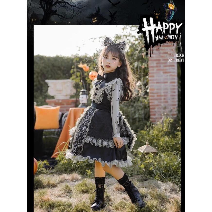 子供 ハロウィン コスプレ衣装 女の子 悪魔 精霊 ゴースト ヴァンパイア 仮装 変装 コスチューム ゴスロリ ゴシック 巫女 暗黒 ロリータ ワ
