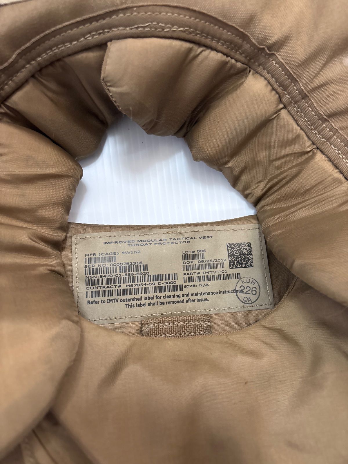 米軍 実物 IMTV BODY ARMOR MEDIUM ソフトアーマー 送料無料 A34