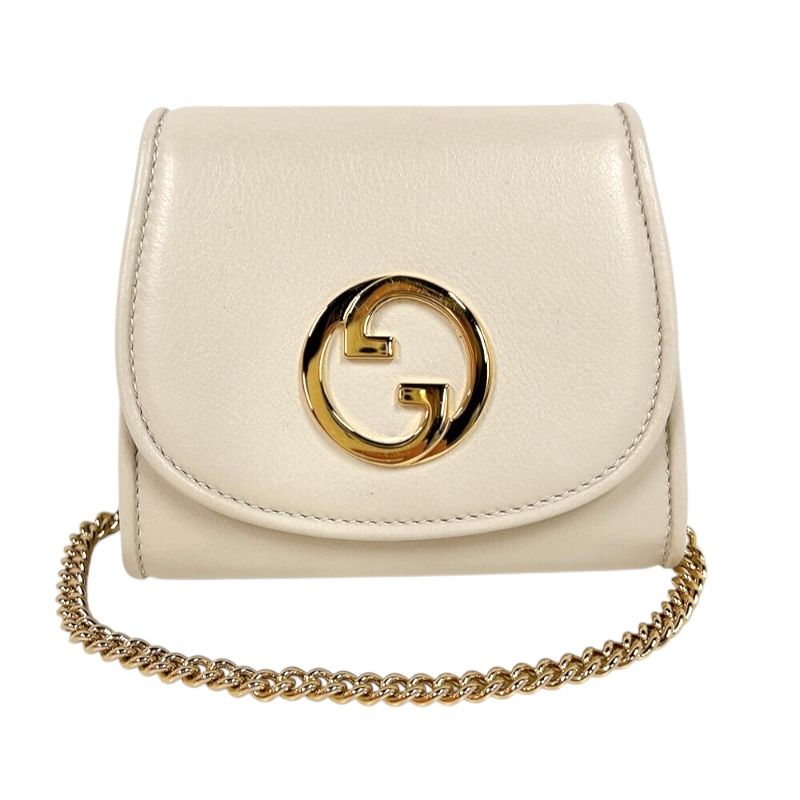 グッチ GUCCI ブロンディ チェーンウォレット 725219 アイボリー ゴールド金具 レザー レディース 二つ折り財布