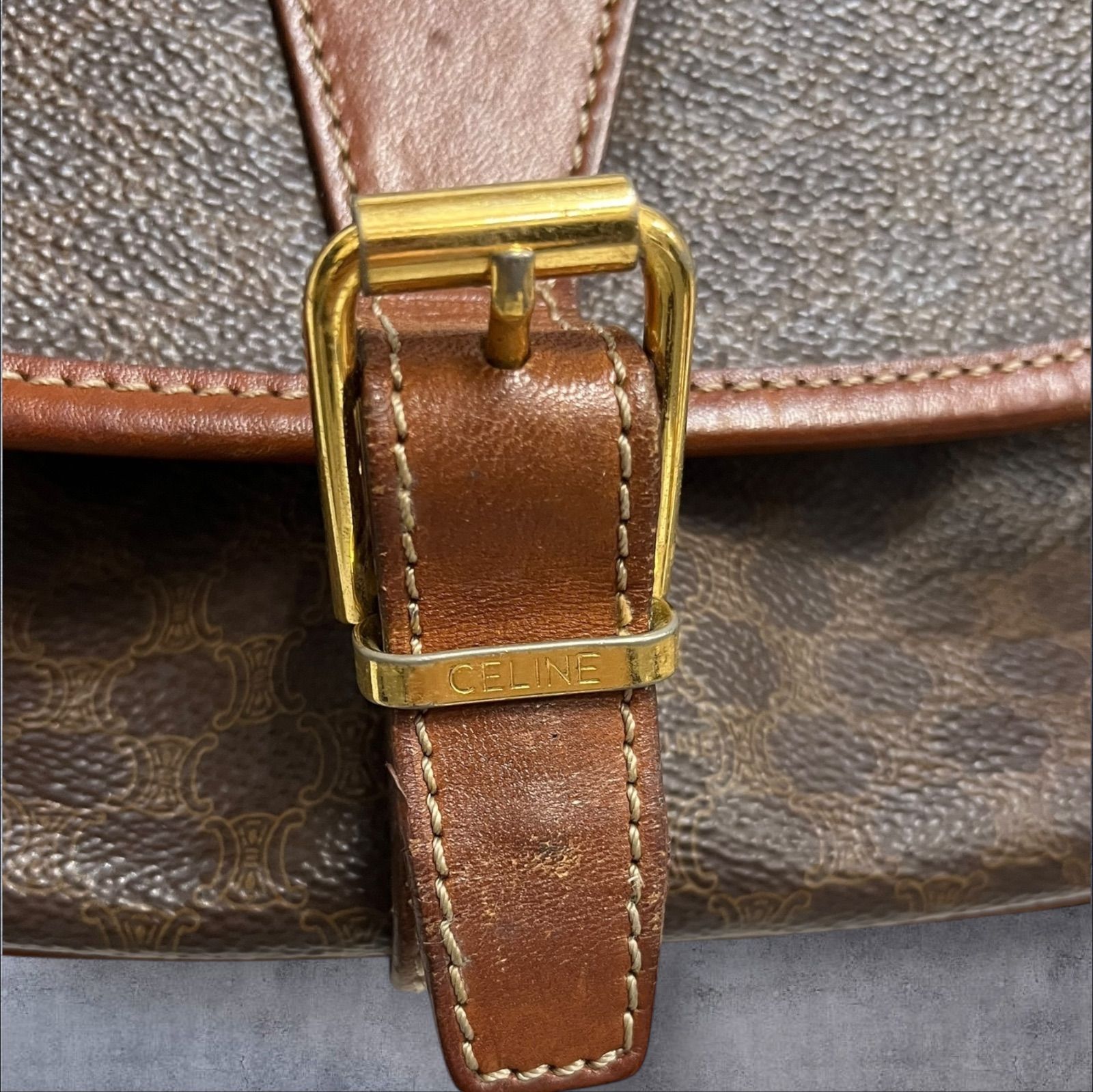 CELINE マカダム柄 レディース ショルダーバッグ ゴールド金具