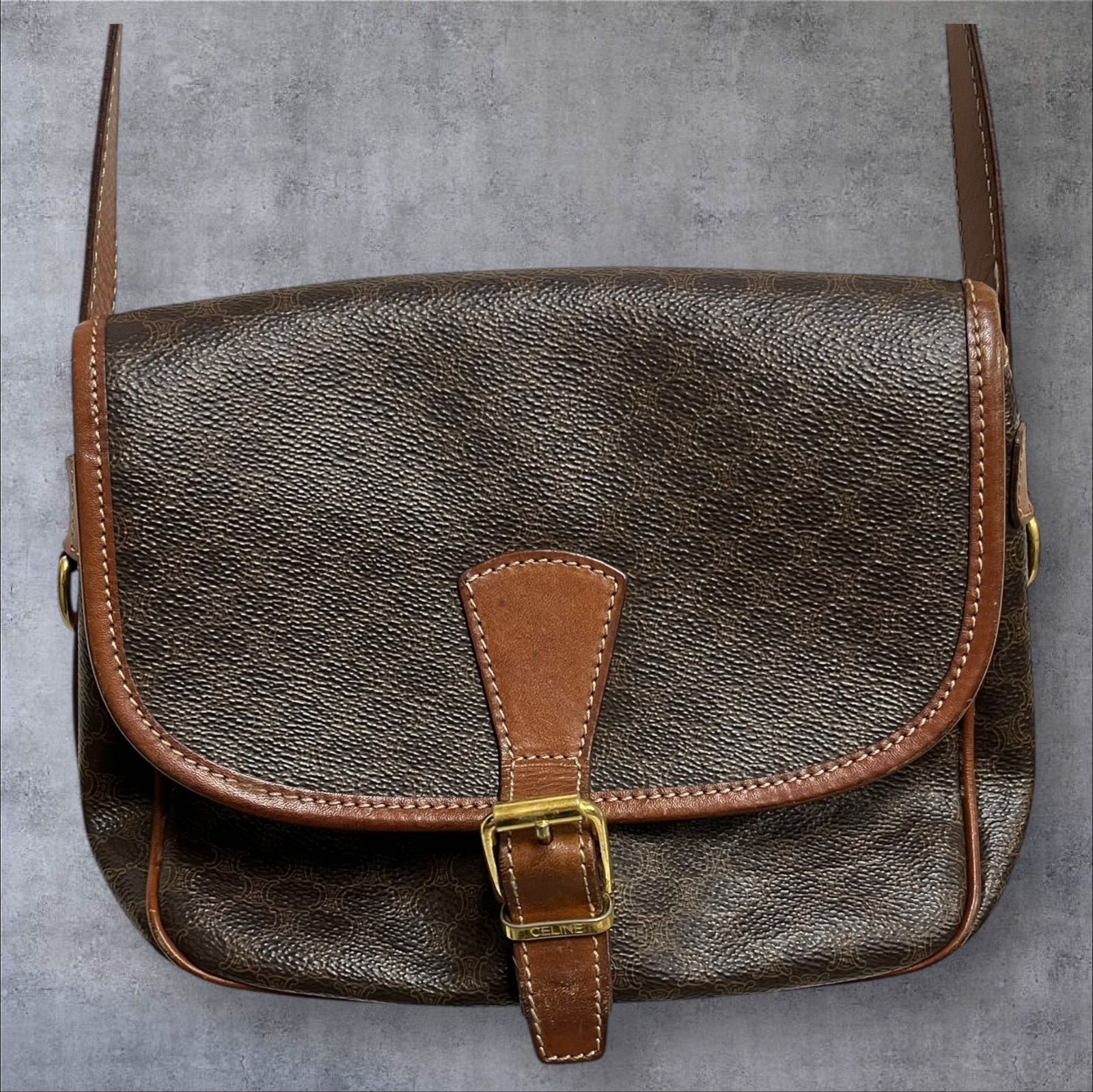 CELINE マカダム柄 レディース ショルダーバッグ ゴールド金具 