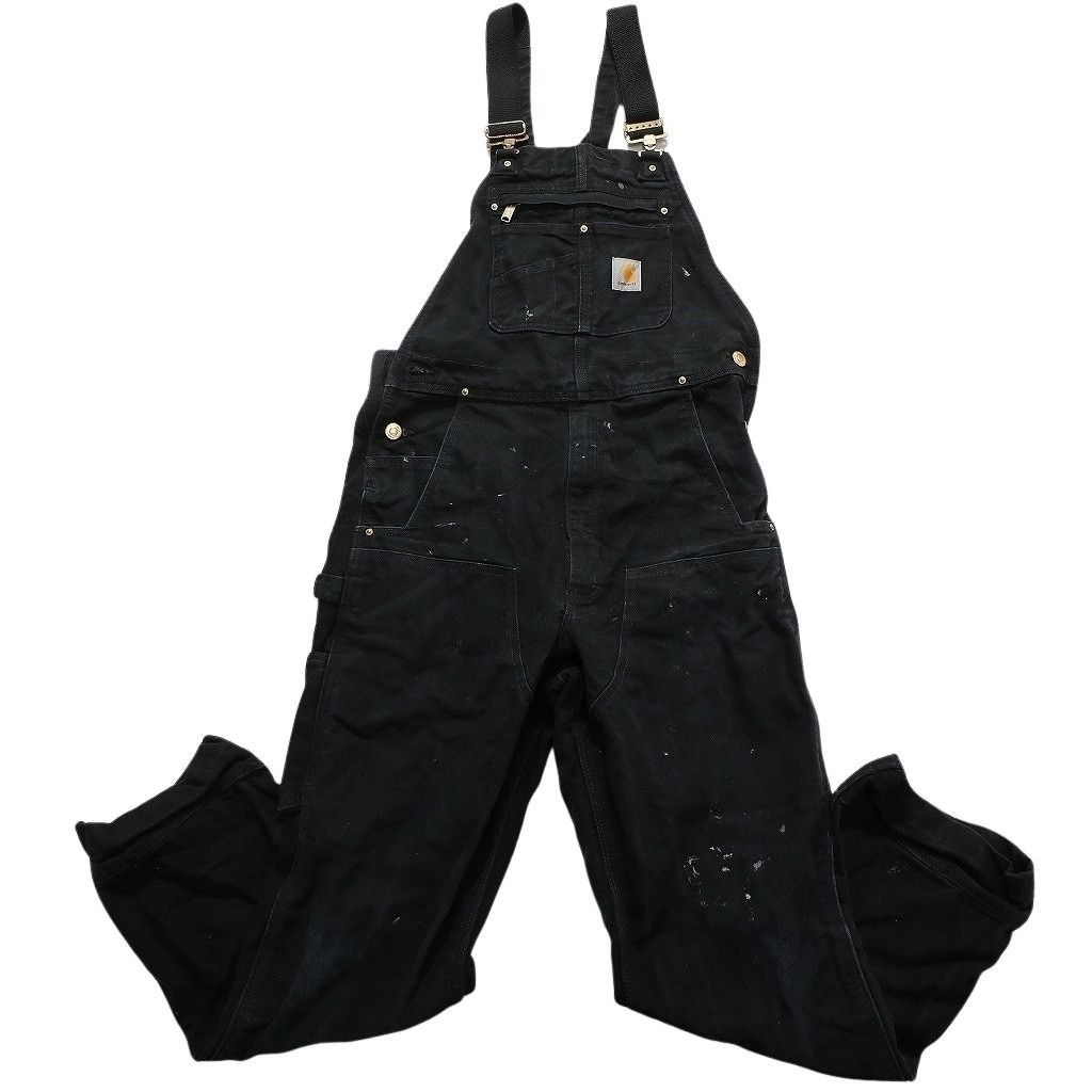 カーハートオーバーオール32-30ブラック Carhartt duck bib overall 32
