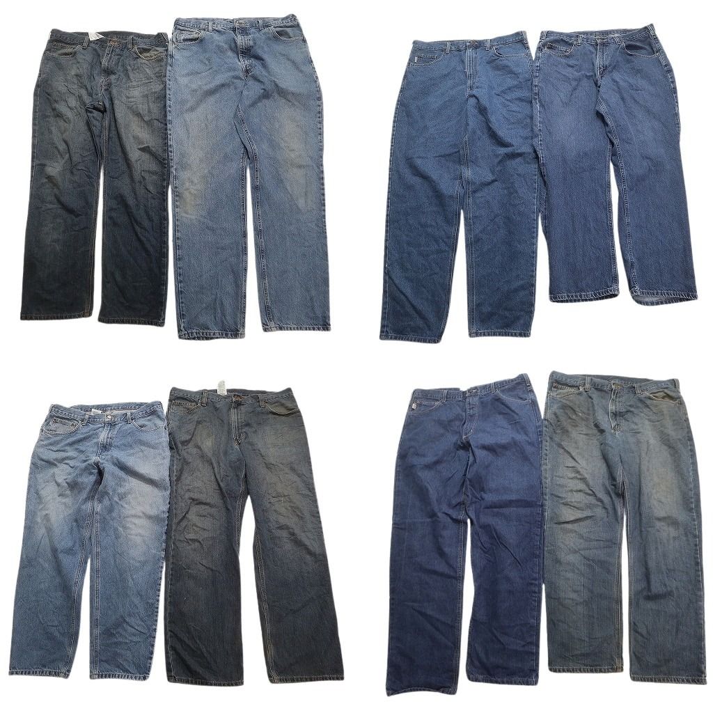 古着卸 まとめ売り カーハート Carhartt デニム パンツ 8枚セット (メンズ 40 ) FRシリーズ アメカジ フェード  古着 NC4836