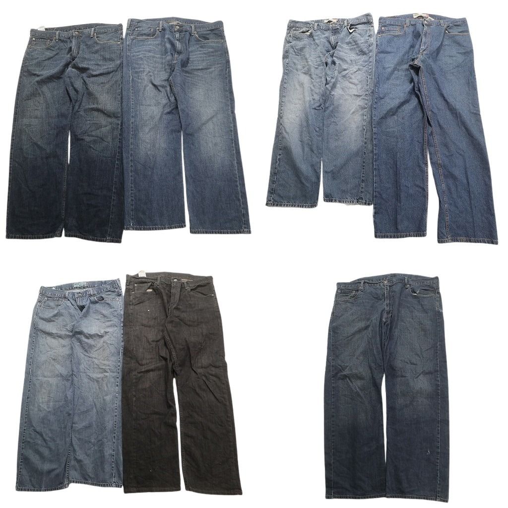 古着卸 リーバイス 569 デニム パンツ 7枚セット メンズ 38 40 ブラックデニム ヒゲ ストレート 古着 NC4830