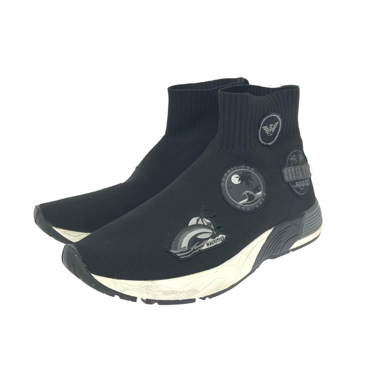 EMPORIO ARMANI エンポリオアルマーニ ニットスニーカー 表記サイズ:US10 ワッペン ブラック メンズ / 243001001840