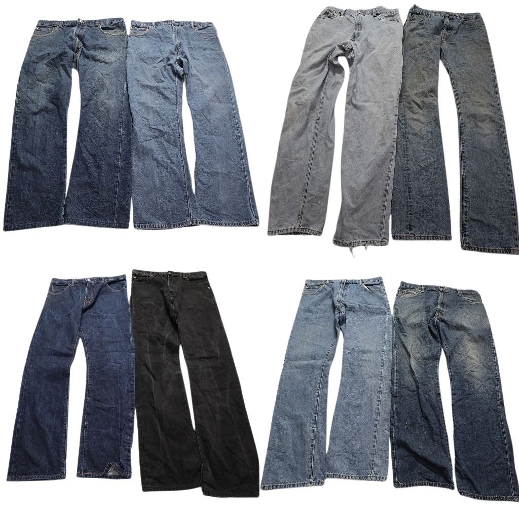 古着卸 リーバイス 517 デニム パンツ 8枚セット メンズ 31 34 36 38 ブーツカット ブラックデニム 古着 NC4894