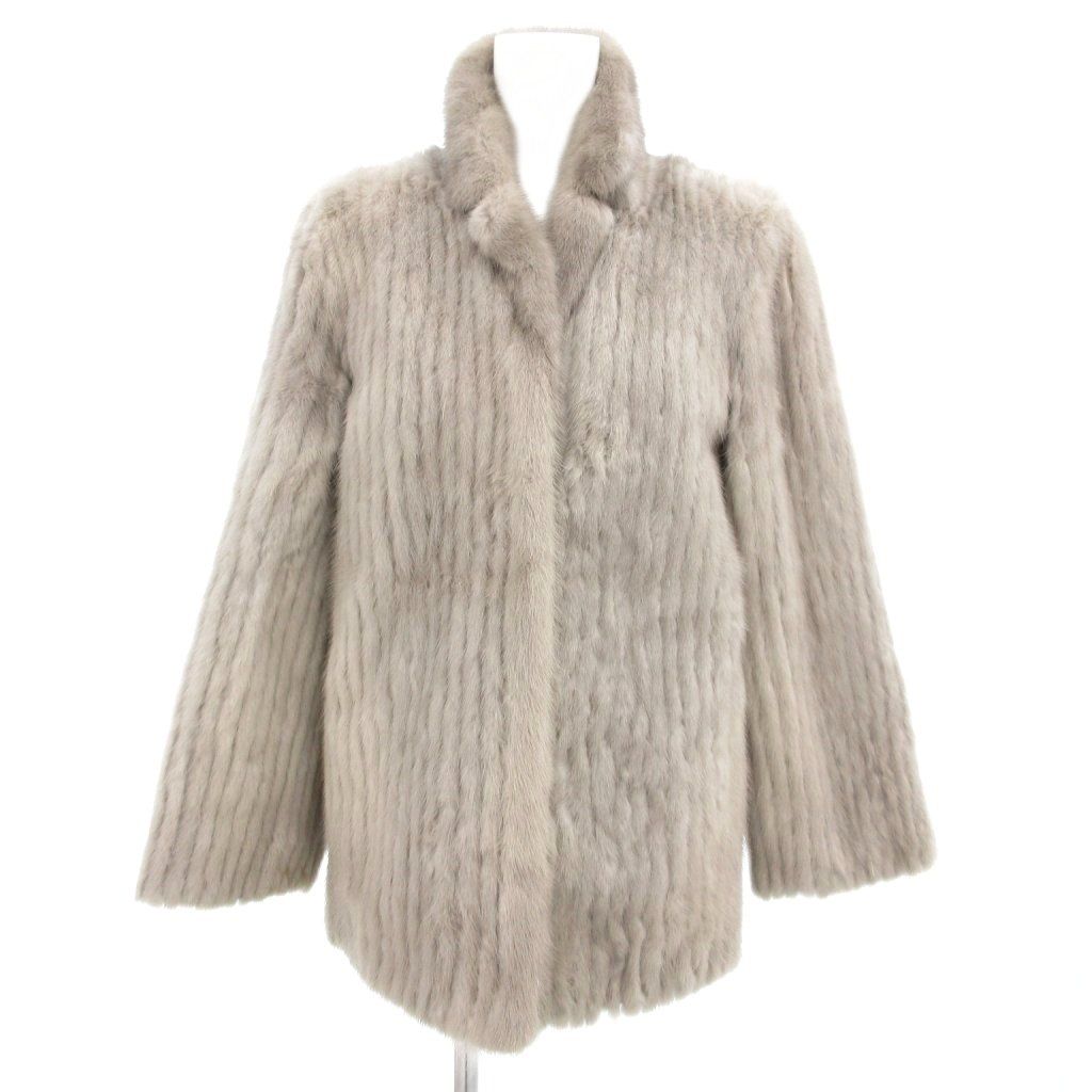 ノーブランド サファイア ミンクファー コート 毛皮 ストライプ 9