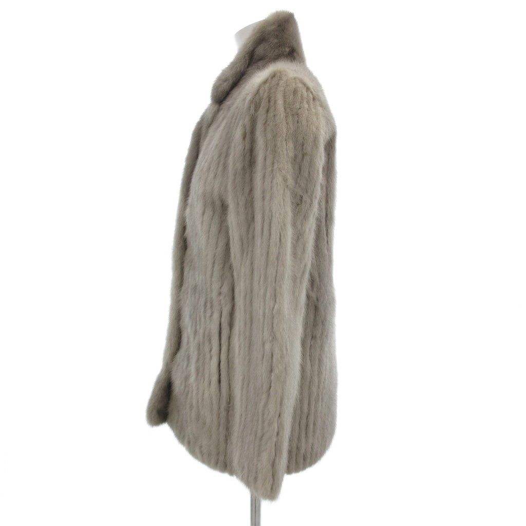 ノーブランド サファイア ミンクファー コート 毛皮 ストライプ 9