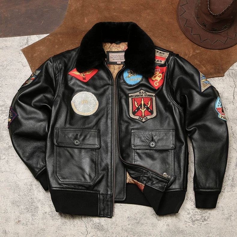 新品未使用》秋冬大きいサイズ メンズ バッジ付き裏地付き本革