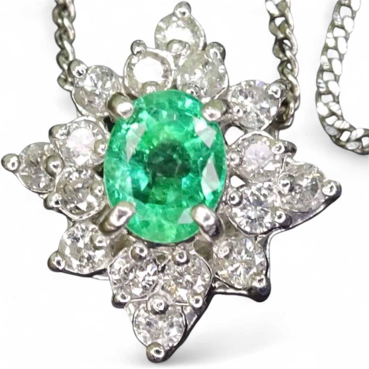 プラチナ pt900 pt850 天然エメラルド1石 天然ダイヤモンド0.28ct