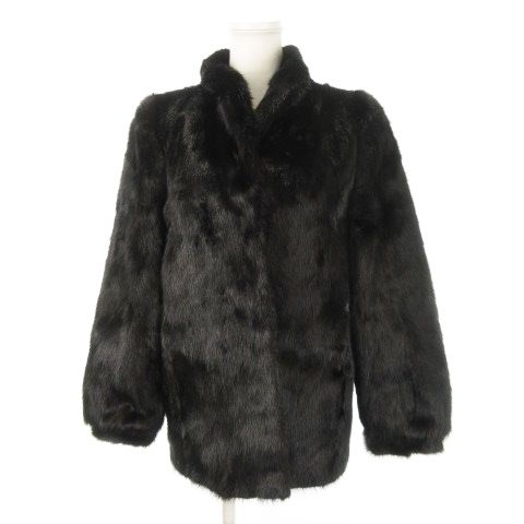 カラークロスミンク 染め セミロング コート グリーン Fサイズ