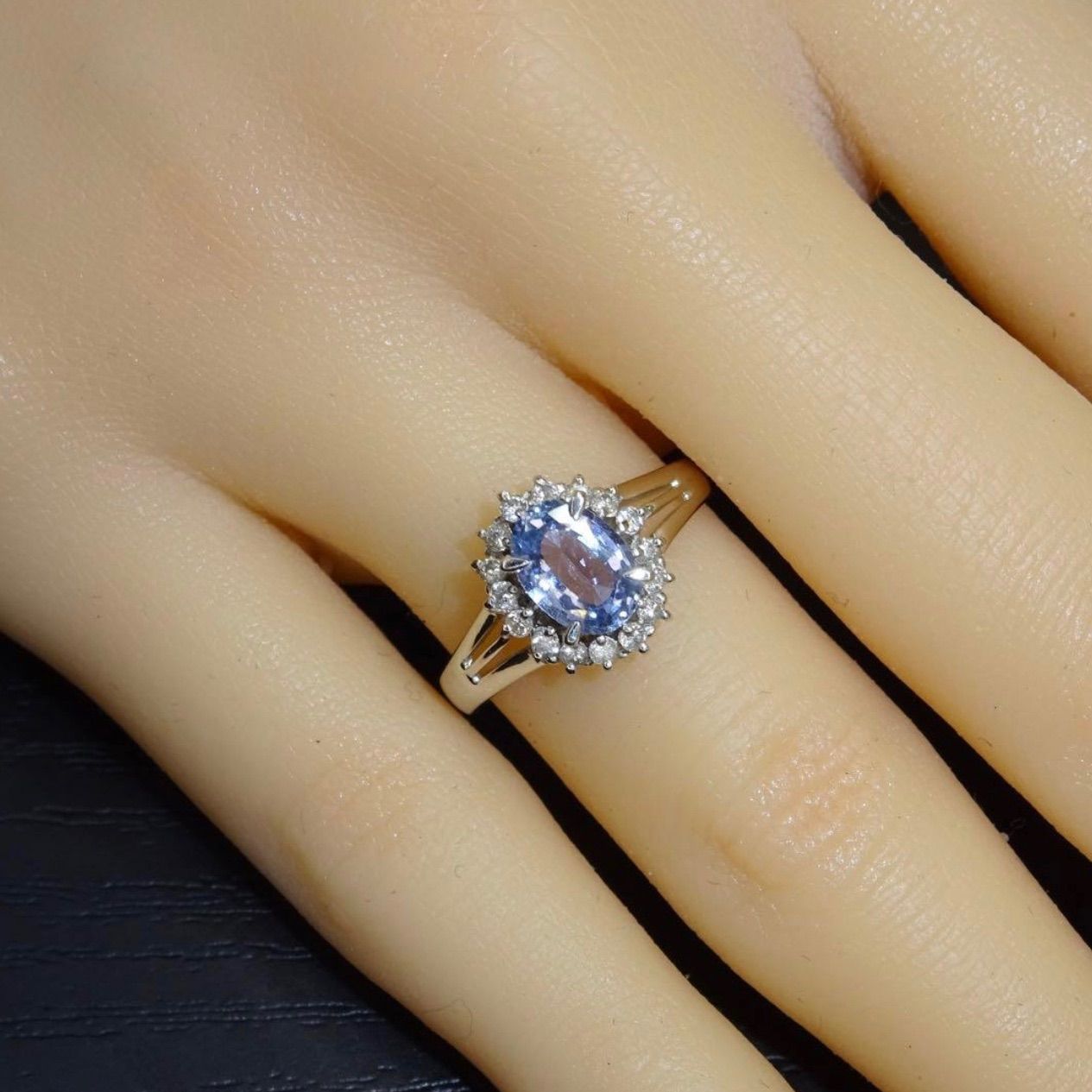 ジュエリーマキ Pt850 天然サファイア0.39ct ダイヤモンド0.10ct