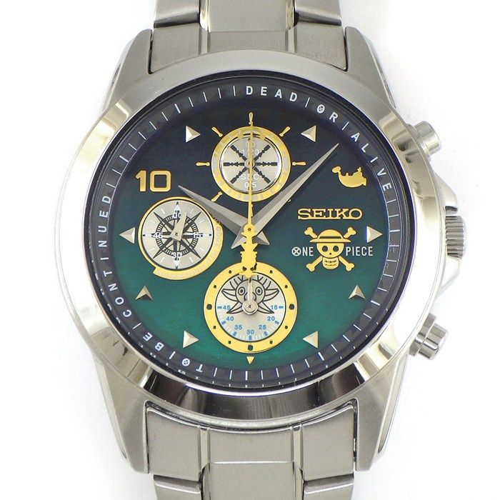 セイコー SEIKO 腕時計 ワンピース1000話記念モデル SZER076 7T92-HBZ0 5000本 クロノグラフ スモールセコンド グラデーション ブルー グリーン文字盤 SS クオーツアナログ