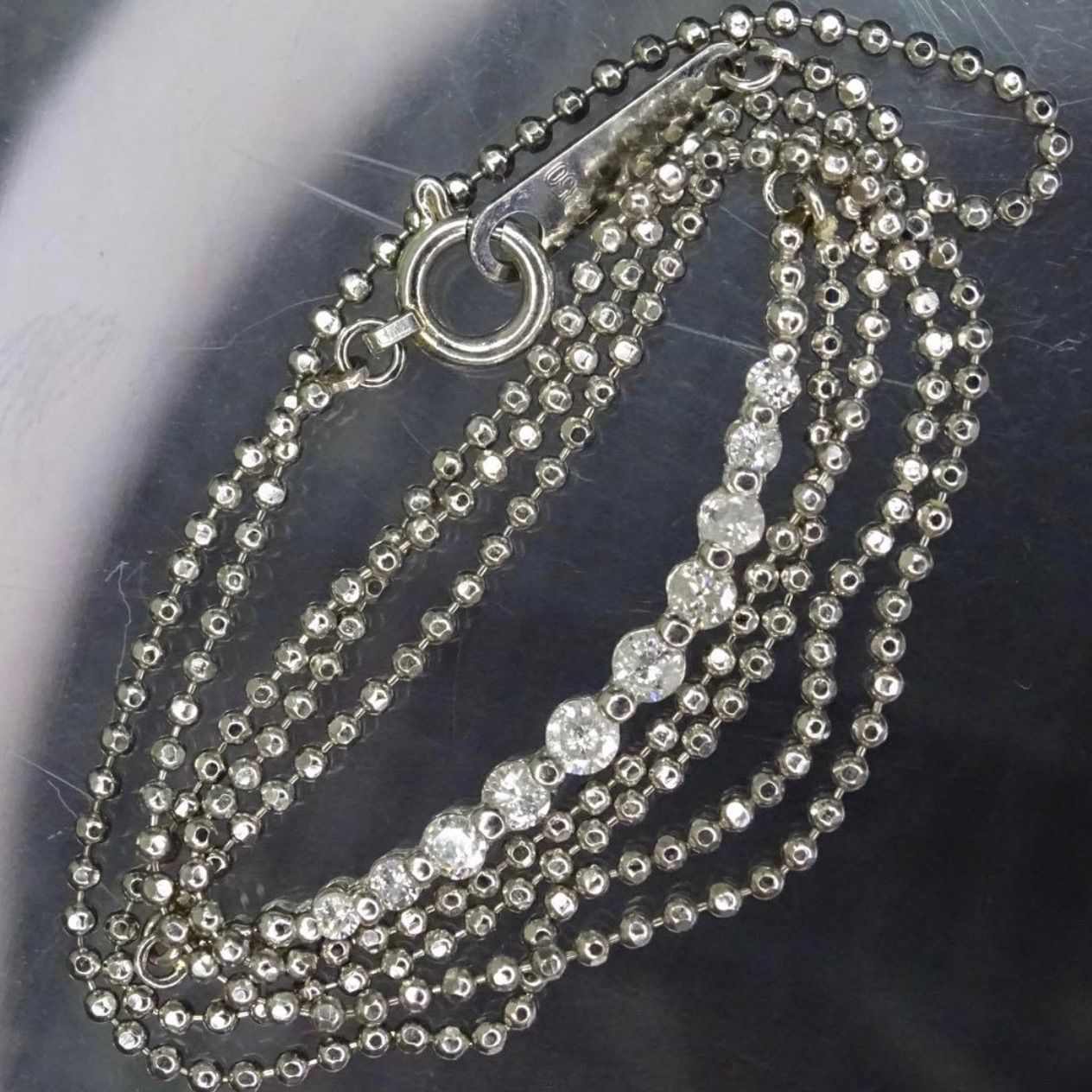 プラチナ pt900 pt850 天然ダイヤモンド0.30ct バーデザイン