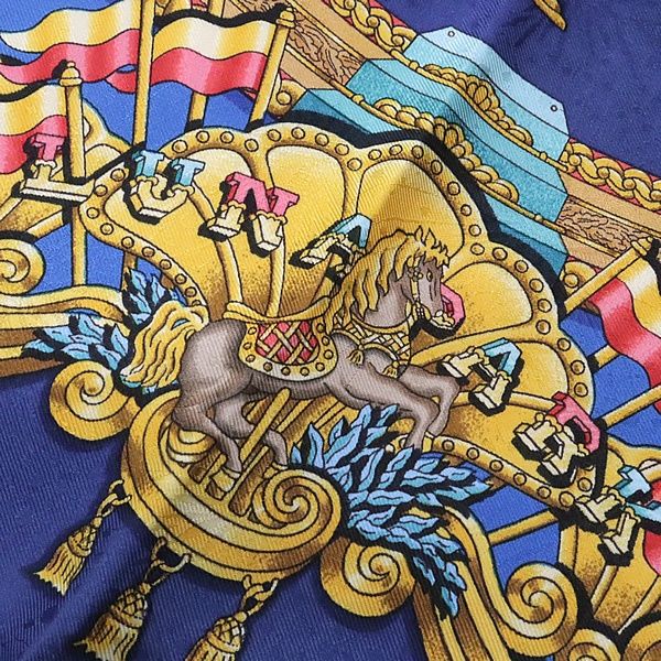 中古】エルメス HERMES カレ90 フェルマータ Point D'ORGUE 大判