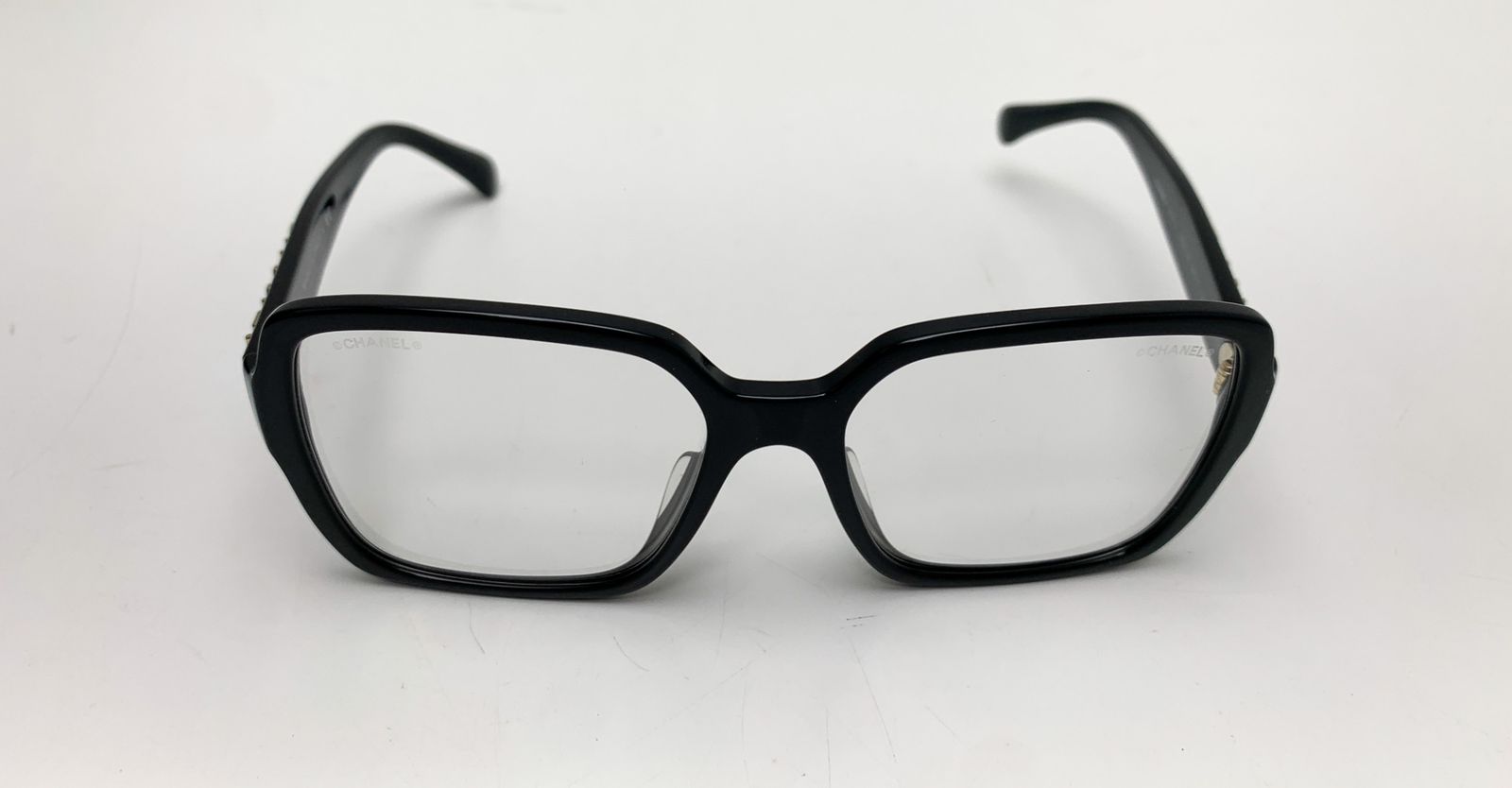 CHANEL シャネル 5408-A スクエアシェイプ アイウェア サングラス クリアレンズ ブラック フレーム 黒 小物 ファッション ブランド