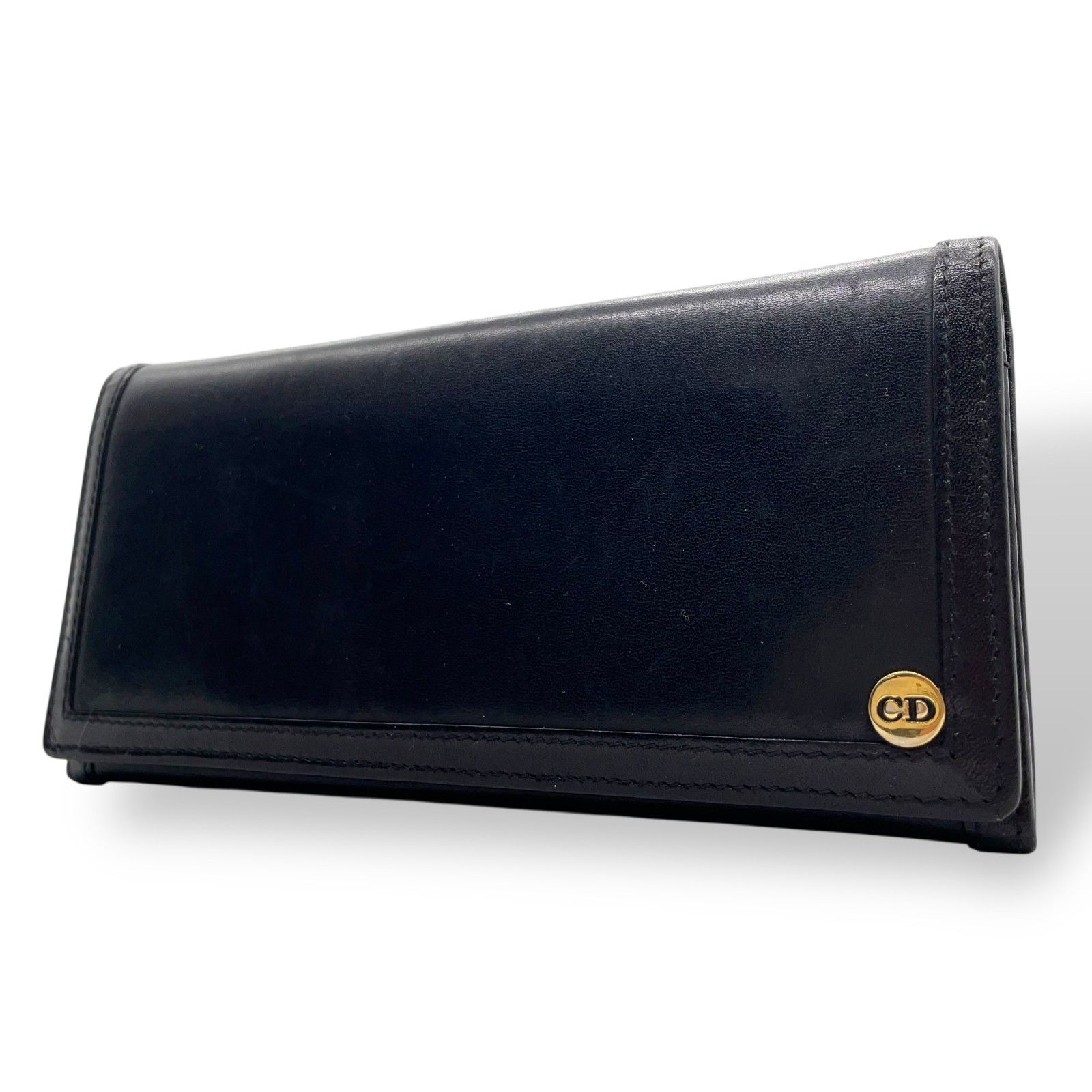 【美品】クリスチャンディオール 長財布 CDロゴ 金具 レザー ブラック 黒色 クリスチャンディオール 長財布 レザー CDロゴ金具レザーブラック 黒色