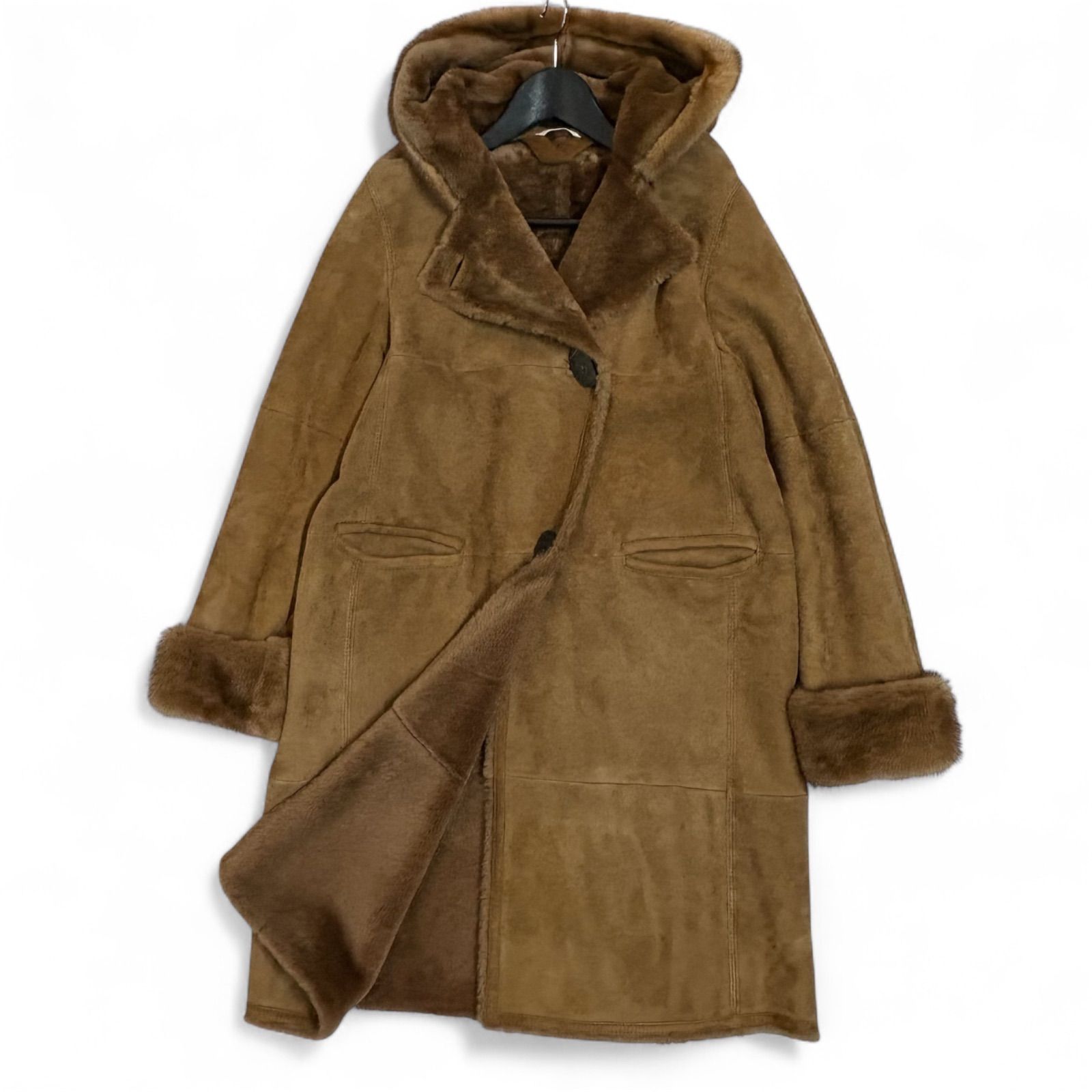 最高級白タグ マックスマーラ リアルムートン コート ミンク ファー 羊