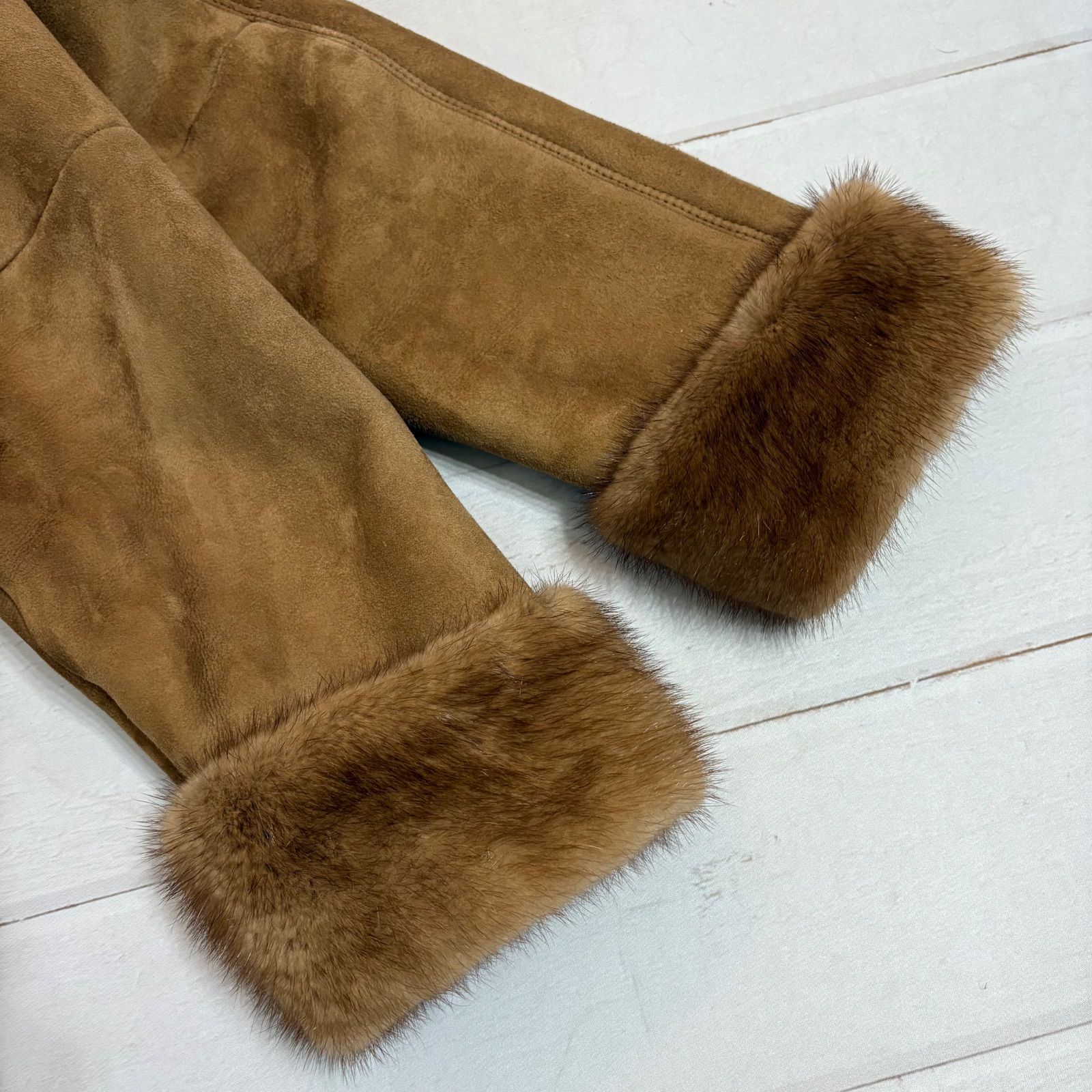 最高級白タグ マックスマーラ リアルムートン コート ミンク ファー 羊
