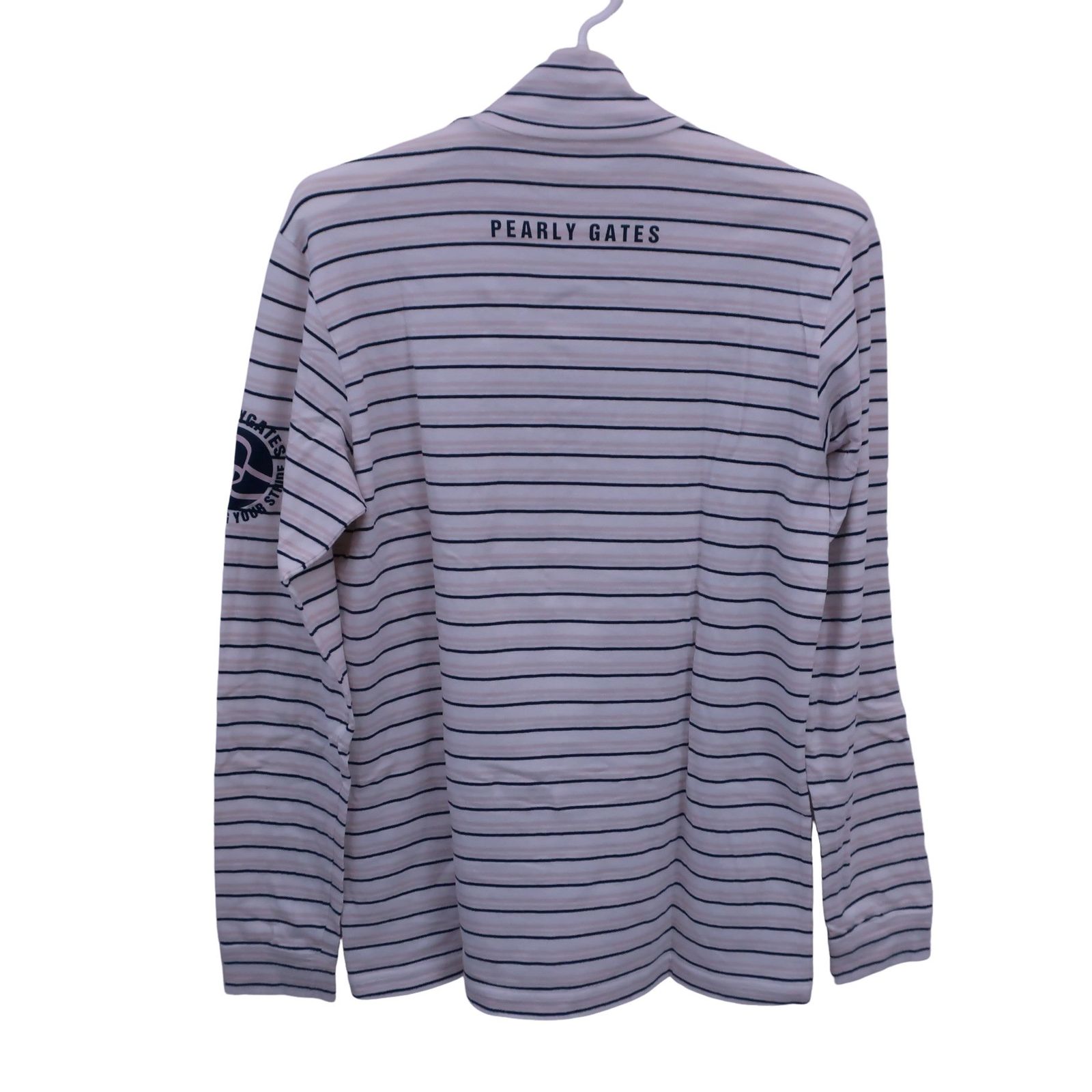 PEARLY GATES(パーリーゲイツ) ハイネックシャツ 白ベージュボーダー