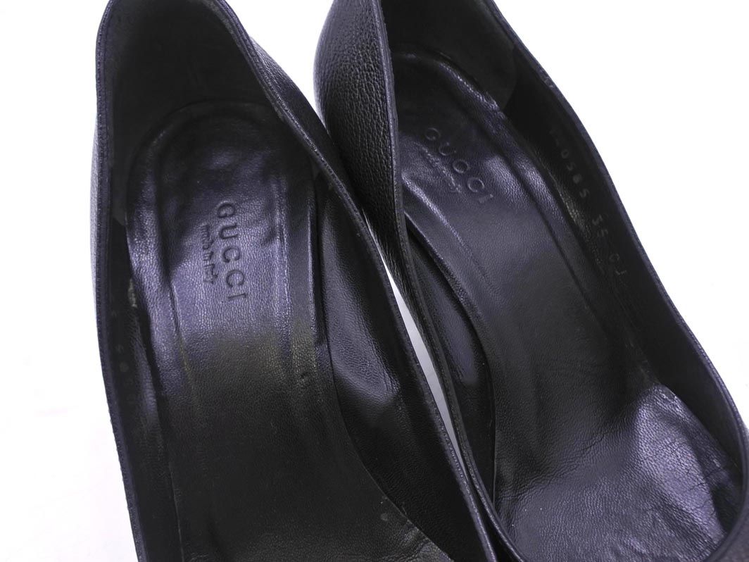 GUCCI グッチ ハイヒール パンプス ポインテッドトゥ レザー 黒 23cm GUCCI グッチ 本革 レザー ポインテッドトゥ パンプス size35