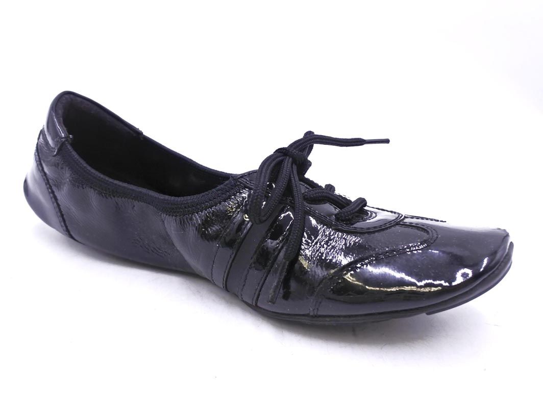 PRADA ブラック エナメルスニーカー 36 23cm PRADA プラダ SPORTS エナメル ロゴ フラット スニーカー size36