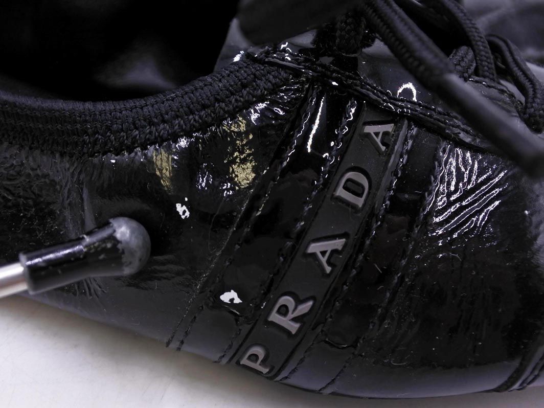 PRADA プラダ SPORTS エナメル ロゴ フラット スニーカー size36