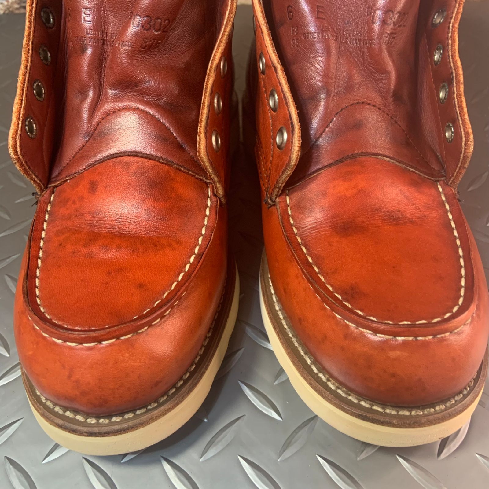 ☆REDWING 875 半円犬タグ 1995年製 US6E JP24㎝ VINTAGE レッド