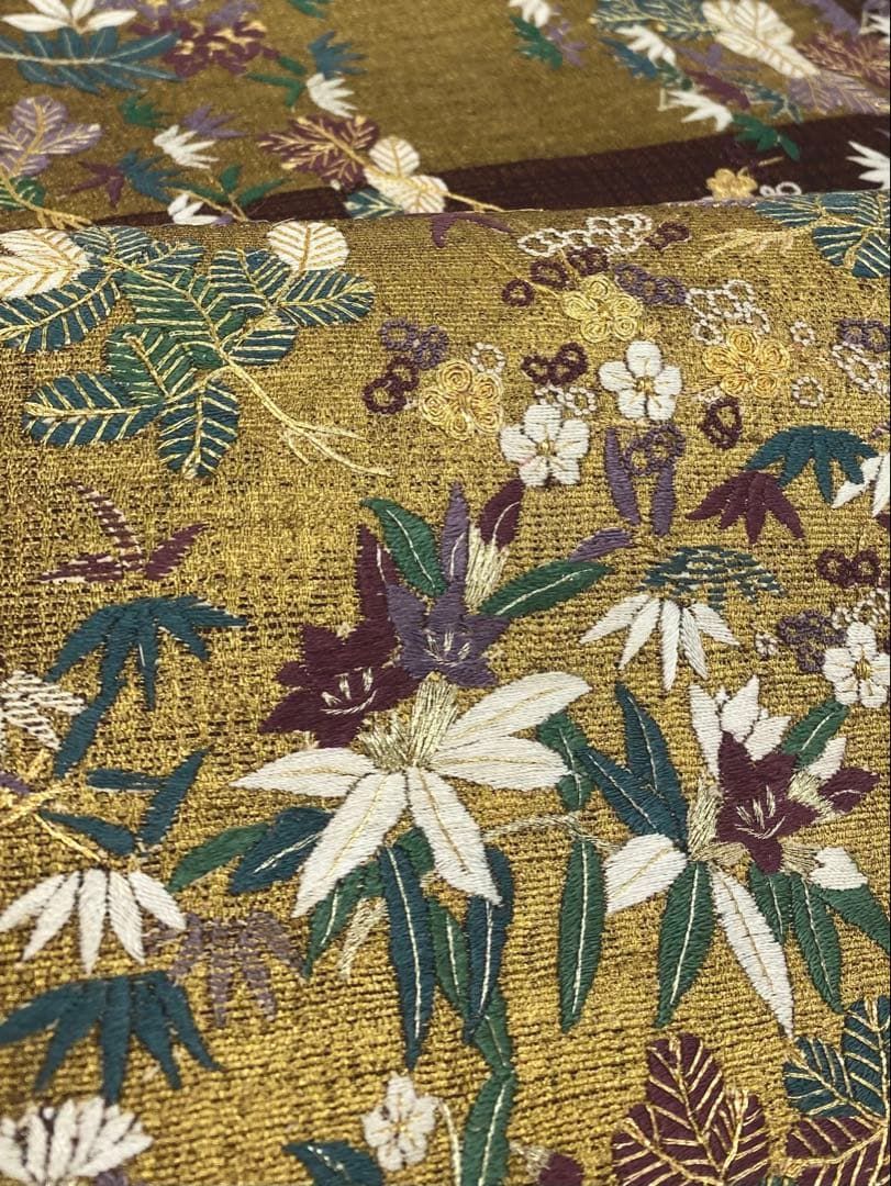蘇州刺繍 相良刺繍 袋帯 金通し 金彩 金糸 正絹 お太鼓柄 H645 - メルカリ