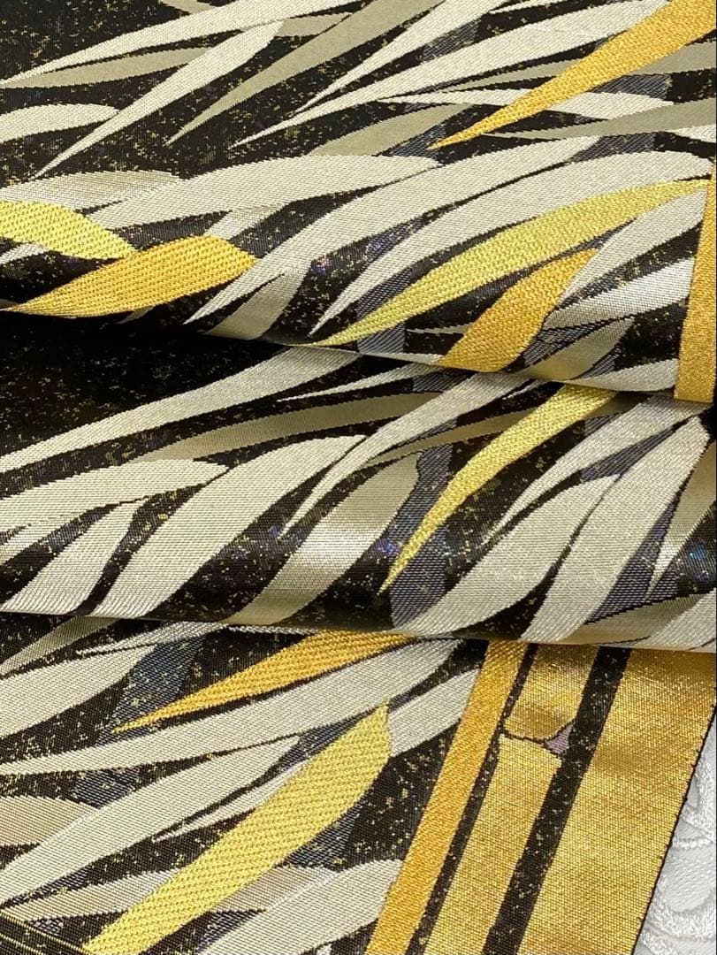 竹林彩麗 ながしま帯 西陣織 袋帯 本金箔 竹笹 未仕立て品 金糸 銀糸 正絹 竹林彩麗 ながしま帯 西陣織 袋帯 本金箔 竹笹 未仕立て品 金糸 銀糸