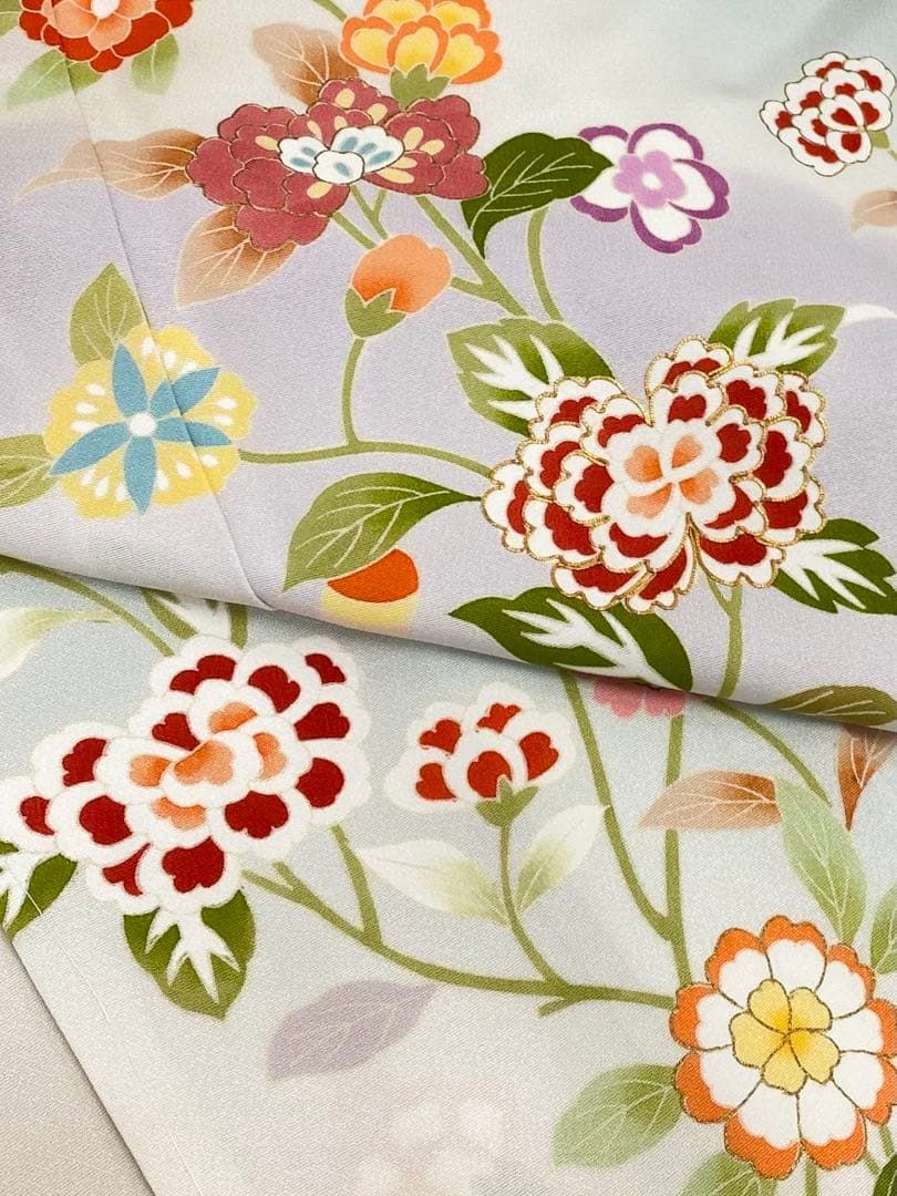 京友禅 桐壺 菱健 訪問着 金駒 金彩 ぼかし染め 雪輪 唐花文様 正絹 躾