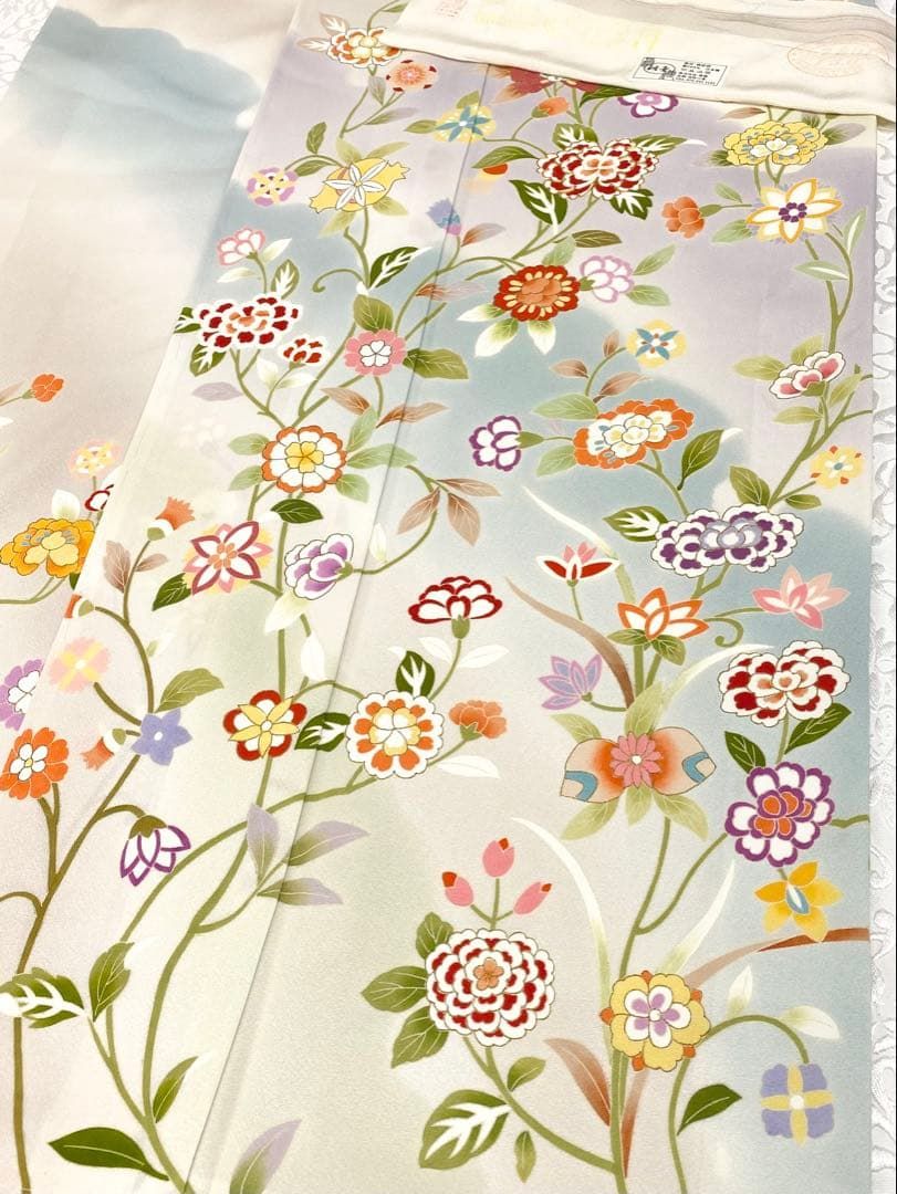 京友禅 桐壺 菱健 訪問着 金駒 金彩 ぼかし染め 雪輪 唐花文様 正絹 躾