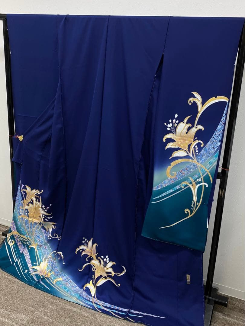 和田光正 落款入 金彩友禅 振袖 仮絵羽 未仕立て品 金彩 銀彩 正絹