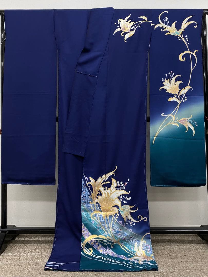 和田光正 落款入 金彩友禅 振袖 仮絵羽 未仕立て品 金彩 銀彩 正絹