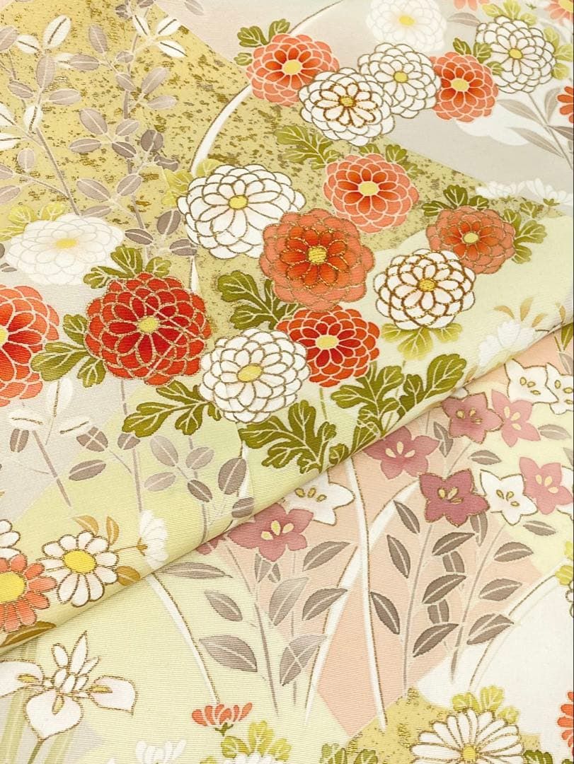 染の北川 訪問着 金駒 金彩 百合 菊 杜若 萩 正絹 躾糸付き 染の北川 訪問着 金駒 金彩 百合 菊 杜若 萩 正絹 躾糸付き K500