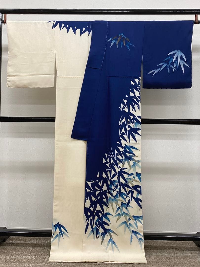 付け下げ 訪問着 型友禅 金彩 紋意匠 笹文様 正絹 躾糸付き KH139