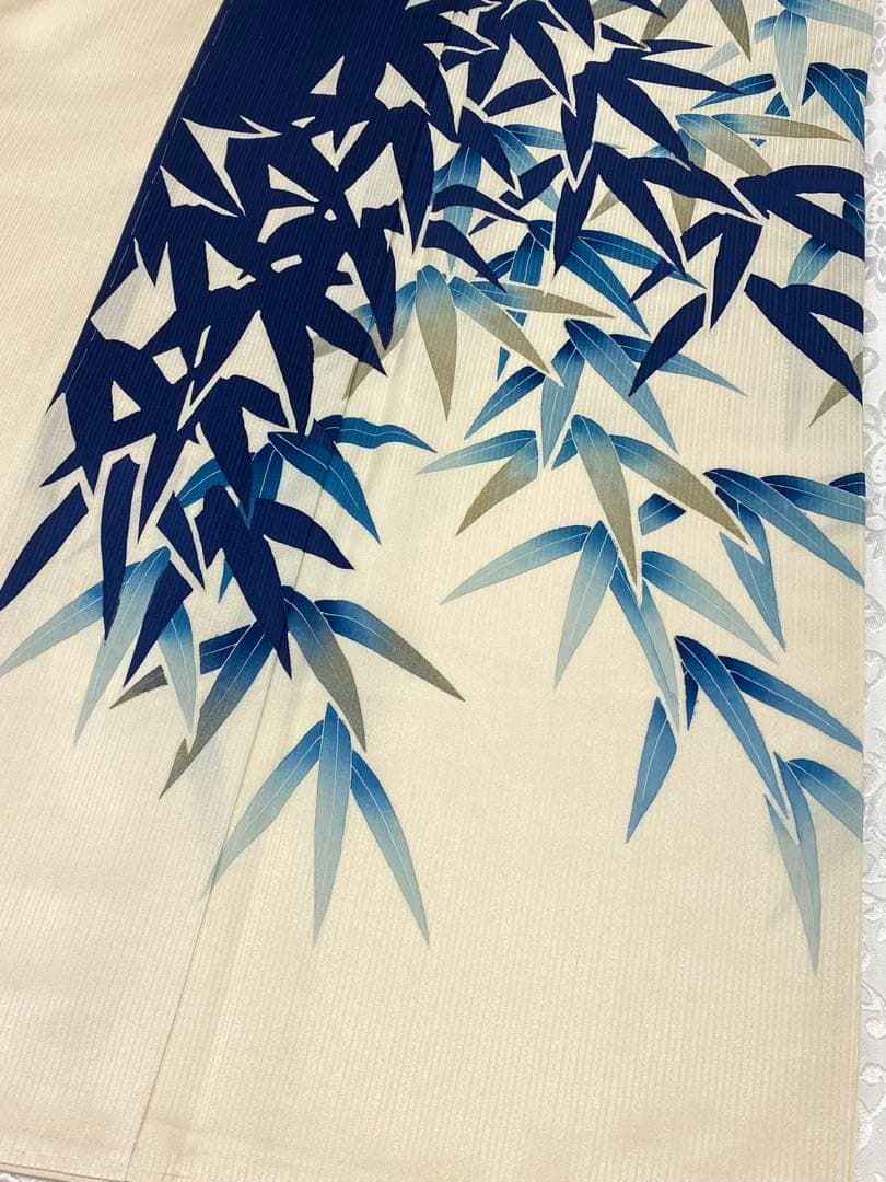 付け下げ 訪問着 型友禅 金彩 紋意匠 笹文様 正絹 躾糸付き KH139