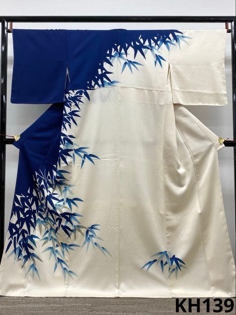 付け下げ 訪問着 型友禅 金彩 紋意匠 笹文様 正絹 躾糸付き KH139