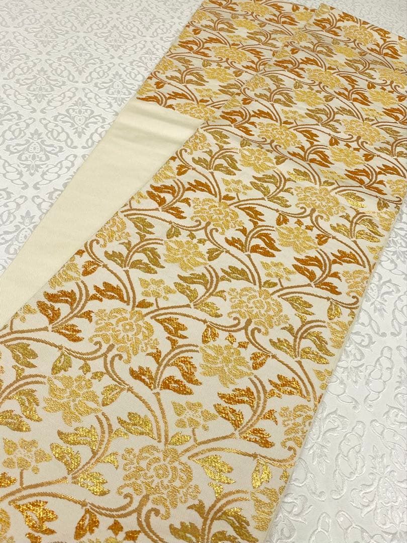 西陣織 辻梅機業店 袋帯 新品未使用品 唐花文様 鳥 金糸 正絹 六通 wake1494m-4751_2.jpg