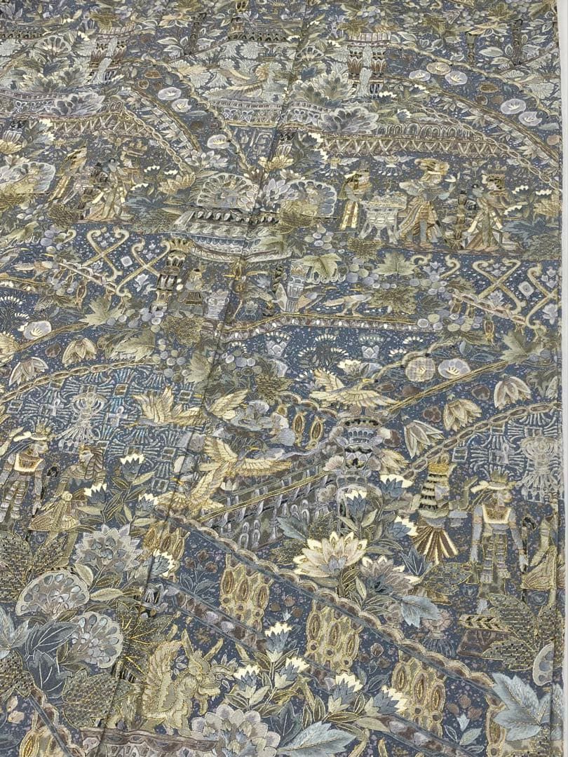 蘇州刺繍 相良刺繍 汕頭刺繍 総刺繍 古代壁画文 コプト 金糸 正絹 躾糸