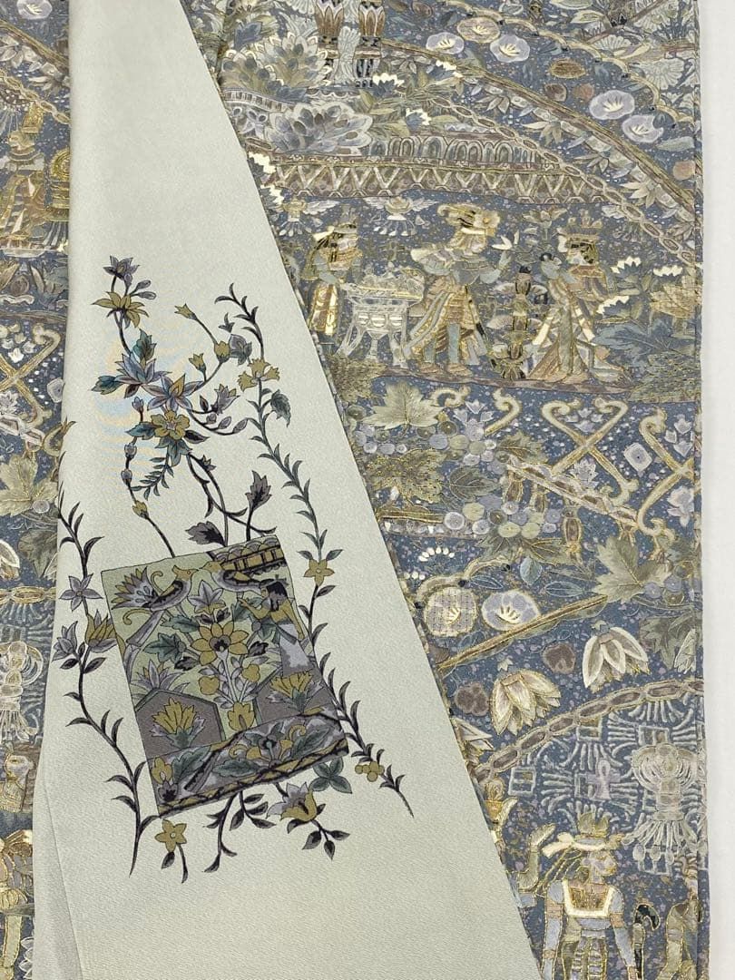 蘇州刺繍 相良刺繍 汕頭刺繍 総刺繍 古代壁画文 コプト 金糸 正絹 躾糸