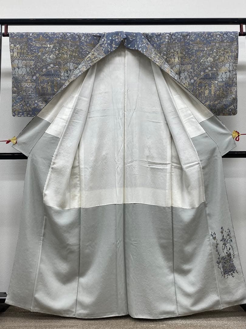 蘇州刺繍 相良刺繍 汕頭刺繍 総刺繍 古代壁画文 コプト 金糸 正絹 躾糸付き 蘇州刺繍 相良刺繍 汕頭刺繍 総刺繍 古代壁画文 コプト 金糸 正絹 躾糸