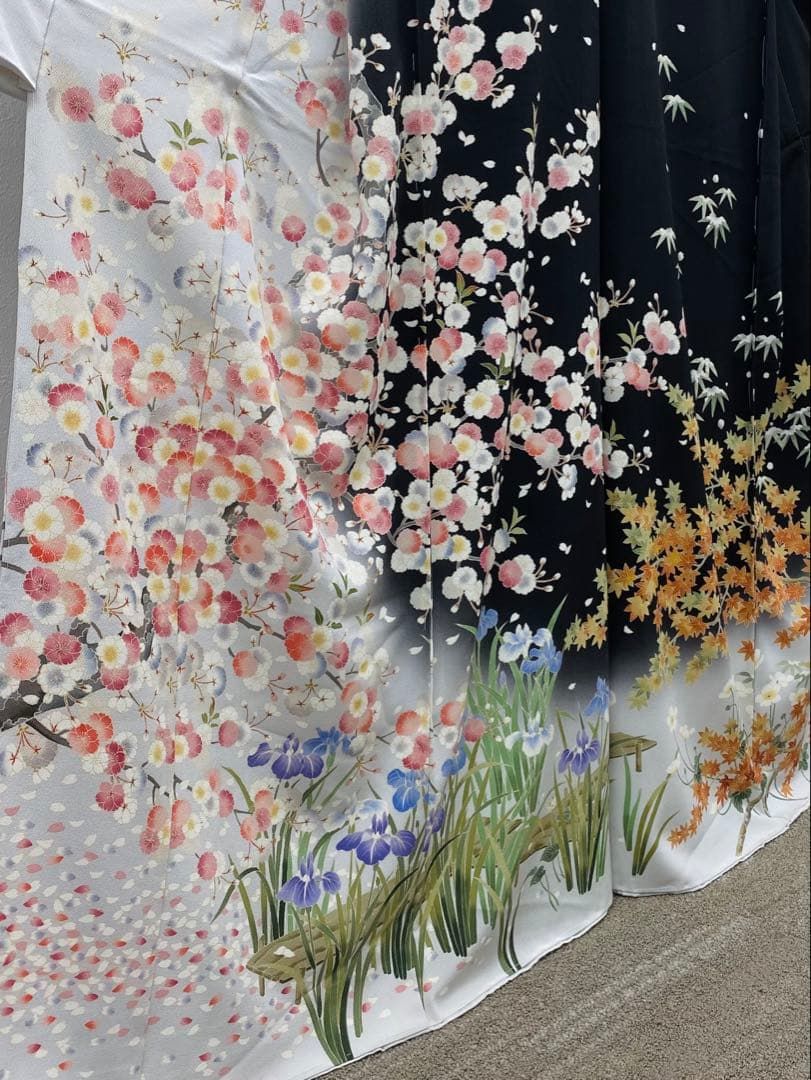 秀美 十日町友禅 訪問着 落款入 未仕立て品 仮絵羽 春夏秋冬 八掛付き 正絹 秀美 十日町友禅 訪問着 落款入 未仕立て品 仮絵羽 春夏秋冬 八掛付き