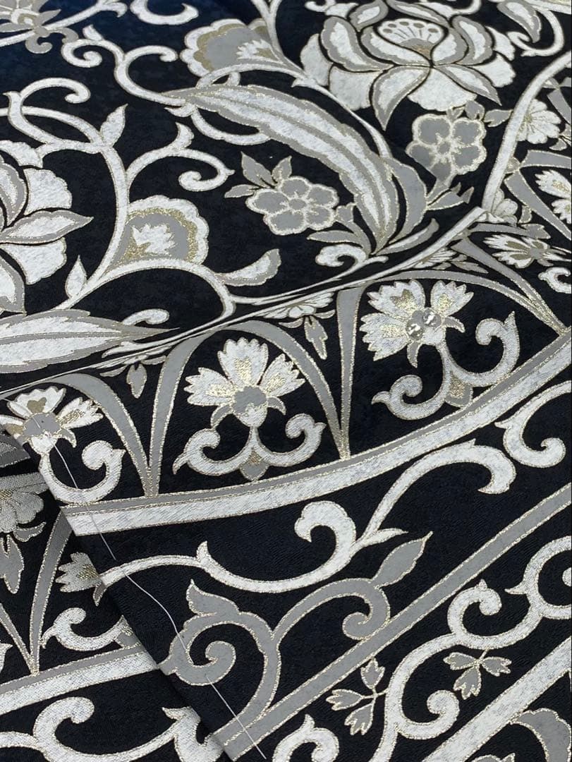 付け下げ 訪問着 金彩 ラインストーン 紋意匠 モダン 正絹 躾糸付き X308 付け下げ 訪問着 ラインストーン 金彩 銀彩 紋意匠 正絹 ネイビー系 躾