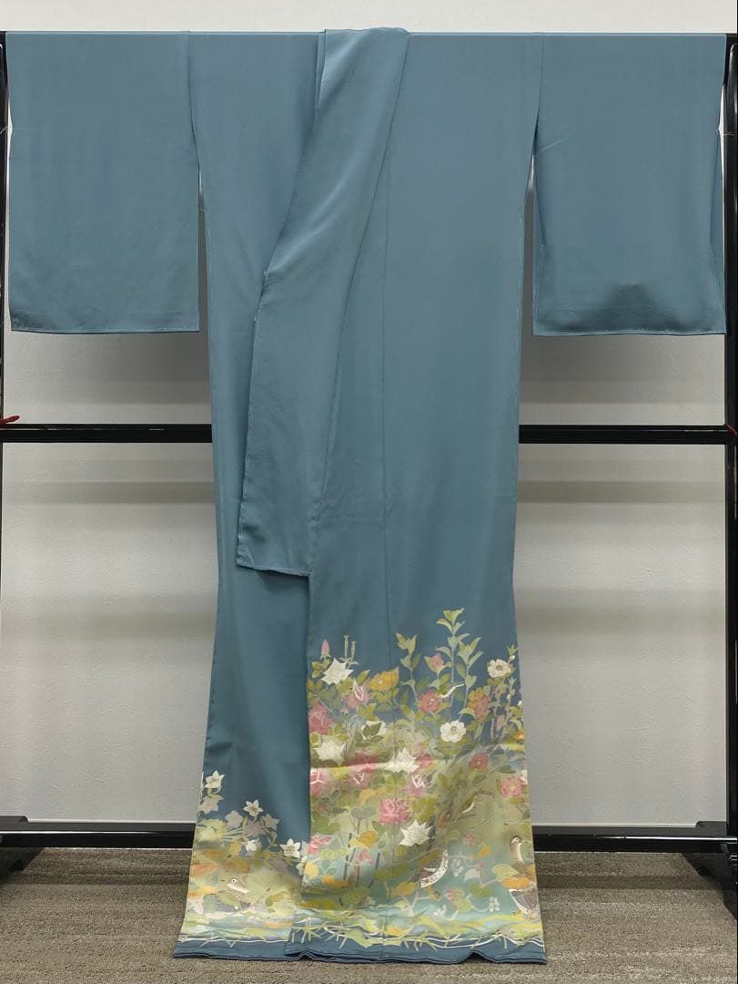 本加賀友禅 中野星峰 落款入 色無地 仮絵羽 未仕立て品 正絹 八掛付き