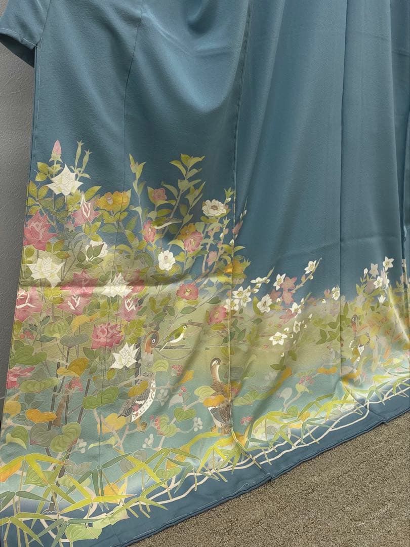 本加賀友禅 中野星峰 落款入 色無地 仮絵羽 未仕立て品 正絹 八掛付き 