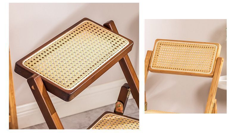 2色 ダイニングチェア 折りたたみ式 北欧レトロ籐 無垢材シングル 折りたたみチェア おしゃれ 椅子 食卓椅子 デザインチェア 折り